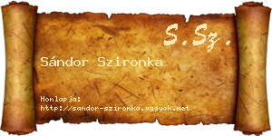Sándor Szironka névjegykártya