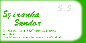 szironka sandor business card